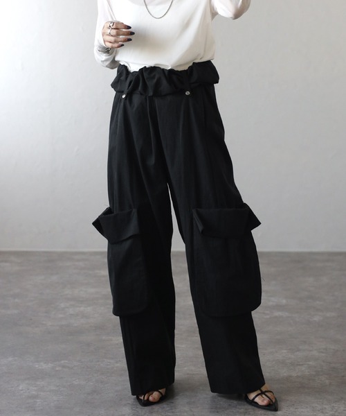 leimn（レイムン）の「ウエストデザインカーゴパンツ（カーゴパンツ・レディース・ブラック/ホワイト・M）」の19枚目の写真