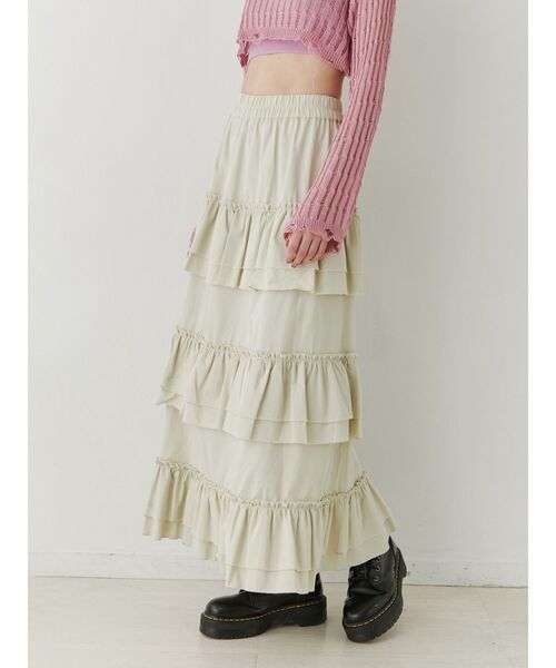 jouetie(ジュエティ)の「ティアードフリルスカート【セットアップ対応】(スカート・レディース・ブラック/アイボリー/レッド/ブラウン・MEDIUM)」の8枚目の写真
