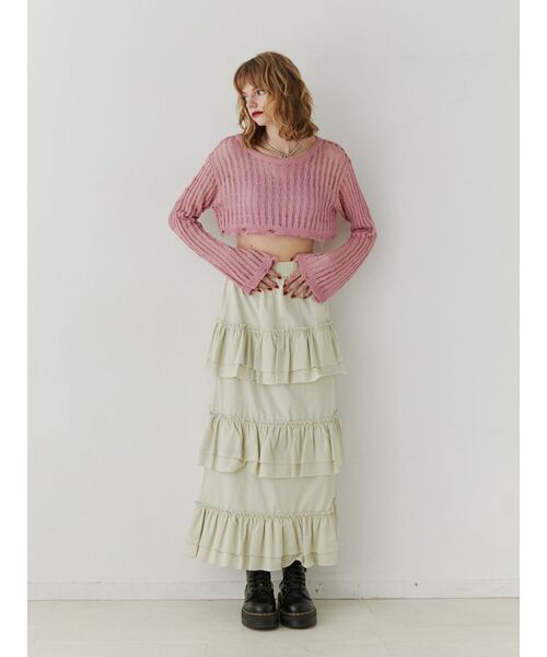 jouetie(ジュエティ)の「ティアードフリルスカート【セットアップ対応】(スカート・レディース・ブラック/アイボリー/レッド/ブラウン・MEDIUM)」の10枚目の写真
