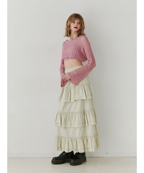 jouetie（ジュエティ）の「ティアードフリルスカート【セットアップ対応】（スカート・レディース・ブラック/アイボリー/レッド/ブラウン・MEDIUM）」の21枚目の写真