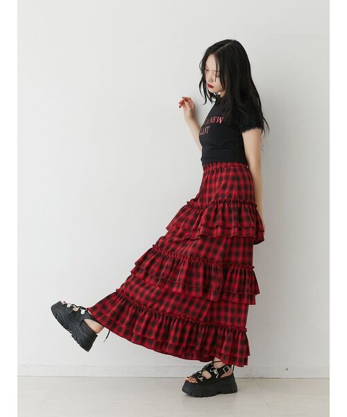 jouetie（ジュエティ）の「ティアードフリルスカート【セットアップ対応】（スカート・レディース・ブラック/アイボリー/レッド/ブラウン・MEDIUM）」の11枚目の写真