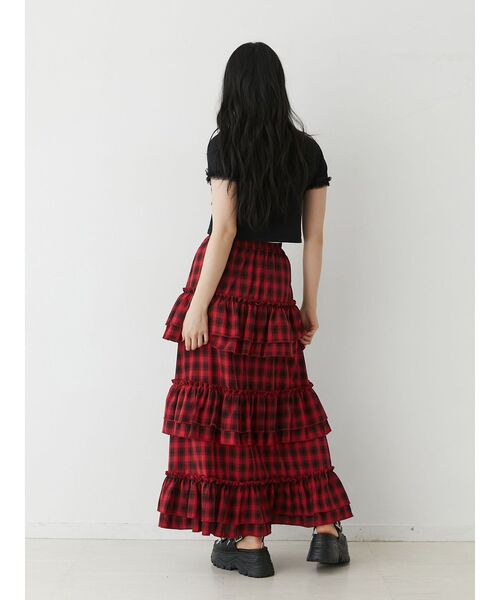 jouetie（ジュエティ）の「ティアードフリルスカート【セットアップ対応】（スカート・レディース・ブラック/アイボリー/レッド/ブラウン・MEDIUM）」の10枚目の写真