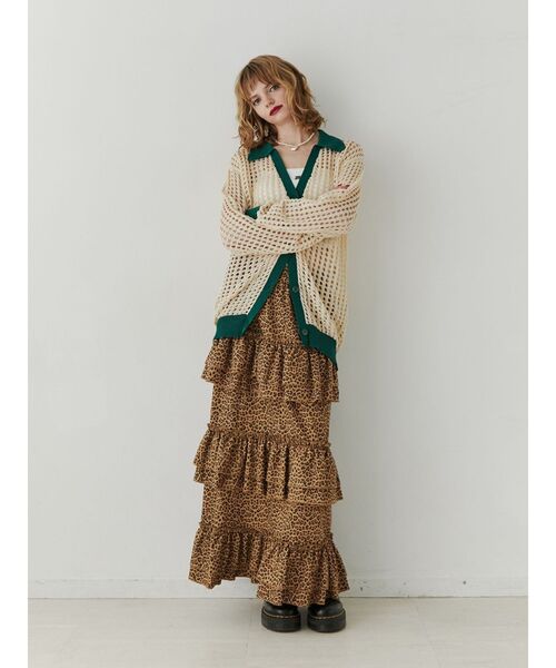 jouetie（ジュエティ）の「ティアードフリルスカート【セットアップ対応】（スカート・レディース・ブラック/アイボリー/レッド/ブラウン・MEDIUM）」の6枚目の写真