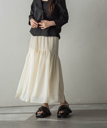 メッシュギャザーフレアスカート