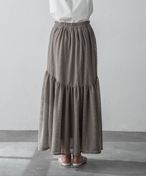 MAYSON GREY（メイソングレイ）の「メッシュギャザーフレアスカート（スカート・レディース・オフホワイト/ブラック/グレー・M）」の6枚目の写真