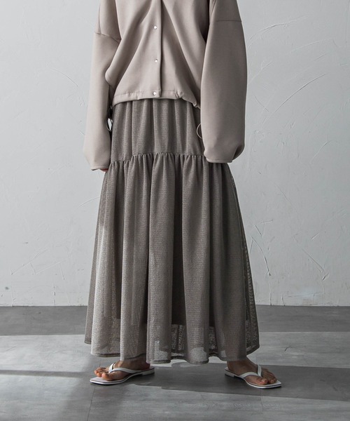 MAYSON GREY（メイソングレイ）の「メッシュギャザーフレアスカート（スカート・レディース・オフホワイト/ブラック/グレー・M）」の20枚目の写真