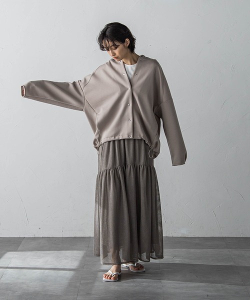 MAYSON GREY（メイソングレイ）の「メッシュギャザーフレアスカート（スカート・レディース・オフホワイト/ブラック/グレー・M）」の9枚目の写真