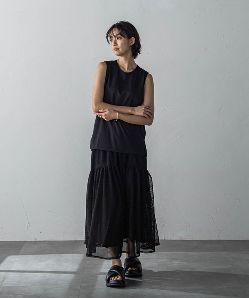 MAYSON GREY（メイソングレイ）の「メッシュギャザーフレアスカート（スカート・レディース・オフホワイト/ブラック/グレー・M）」の11枚目の写真