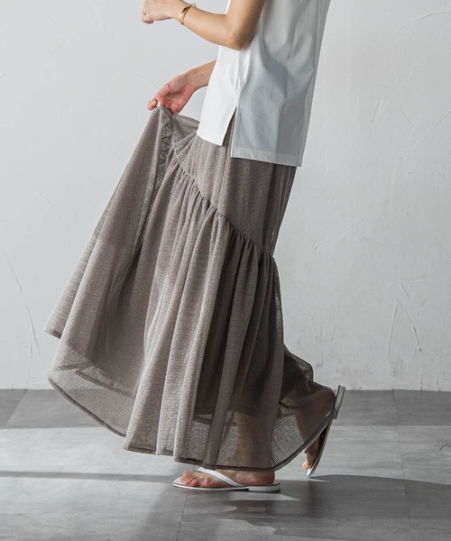 MAYSON GREY（メイソングレイ）の「メッシュギャザーフレアスカート（スカート・レディース・オフホワイト/ブラック/グレー・M）」の17枚目の写真