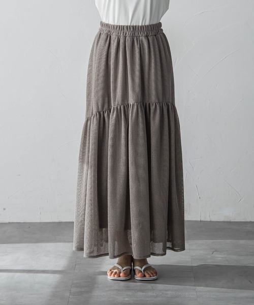 MAYSON GREY（メイソングレイ）の「メッシュギャザーフレアスカート（スカート・レディース・オフホワイト/ブラック/グレー・M）」の18枚目の写真