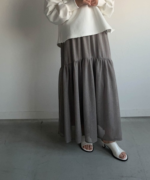 MAYSON GREY（メイソングレイ）の「メッシュギャザーフレアスカート（スカート・レディース・オフホワイト/ブラック/グレー・M）」の19枚目の写真