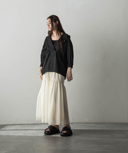 MAYSON GREY（メイソングレイ）の「メッシュギャザーフレアスカート（スカート・レディース・オフホワイト/ブラック/グレー・M）」の21枚目の写真