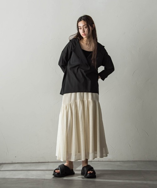 MAYSON GREY（メイソングレイ）の「メッシュギャザーフレアスカート（スカート・レディース・オフホワイト/ブラック/グレー・M）」の22枚目の写真