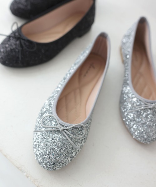 DONOBAN（ドノバン）の「グリッターバレエシューズ（バレエシューズ・レディース・ブラック/シルバー・M/L）」の3枚目の写真
