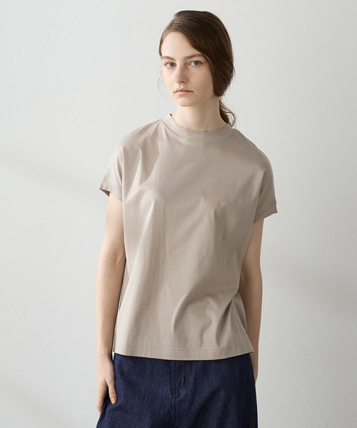 LE SOUK HOLIDAY(ルスークホリデー)の「★ポイントカラー★モックネックTシャツ(Tシャツ/カットソー・レディース・ブルー/ベージュ/イエロー/パープル/ピンク/グリーン・M/L)」の1枚目の写真