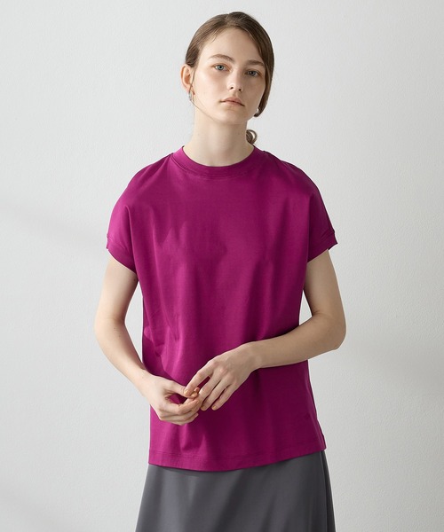LE SOUK HOLIDAY(ルスークホリデー)の「★ポイントカラー★モックネックTシャツ(Tシャツ/カットソー・レディース・ブルー/ベージュ/イエロー/パープル/ピンク/グリーン・M/L)」の4枚目の写真