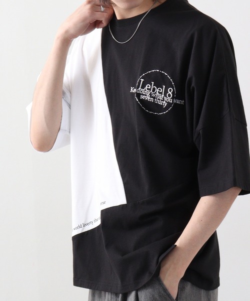 RE730(アールイーセブンサーティー)の「Color-coordinated dolman T-shirt / 配色ドルマンTシャツ unisex(Tシャツ/カットソー・メンズ・ブラック/ホワイト・M/L)」の2枚目の写真