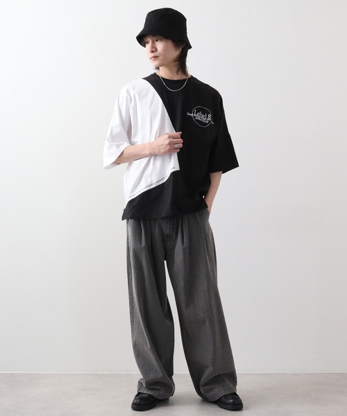 RE730(アールイーセブンサーティー)の「Color-coordinated dolman T-shirt / 配色ドルマンTシャツ unisex(Tシャツ/カットソー・メンズ・ブラック/ホワイト・M/L)」の19枚目の写真