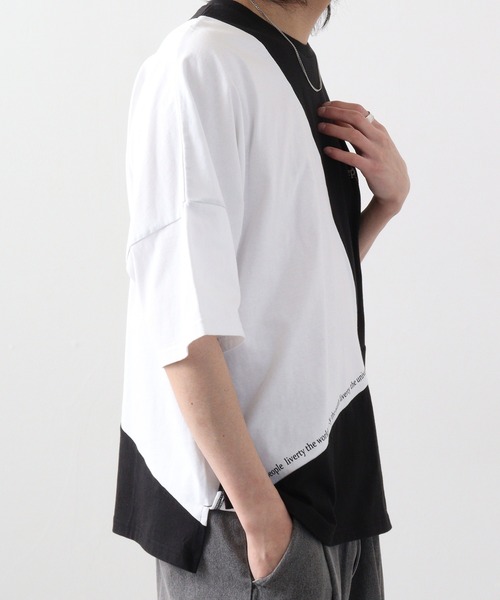 RE730(アールイーセブンサーティー)の「Color-coordinated dolman T-shirt / 配色ドルマンTシャツ unisex(Tシャツ/カットソー・メンズ・ブラック/ホワイト・M/L)」の18枚目の写真