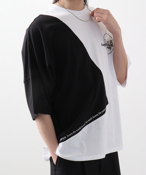 RE730(アールイーセブンサーティー)の「Color-coordinated dolman T-shirt / 配色ドルマンTシャツ unisex(Tシャツ/カットソー・メンズ・ブラック/ホワイト・M/L)」の13枚目の写真
