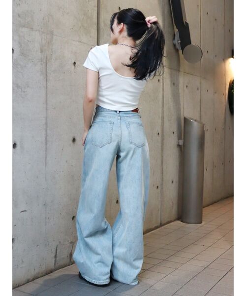 EVRIS(エヴリス)の「バックオープンリブショートTシャツ(Tシャツ/カットソー・レディース・ブラック/グレー/ピンク/ホワイト・FREE)」の20枚目の写真