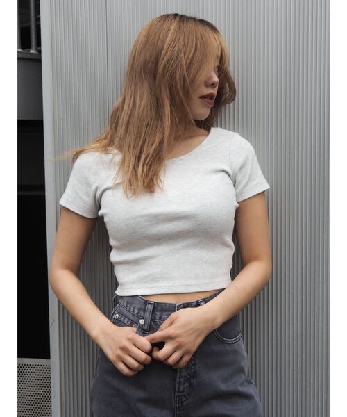 EVRIS(エヴリス)の「バックオープンリブショートTシャツ(Tシャツ/カットソー・レディース・ブラック/グレー/ピンク/ホワイト・FREE)」の21枚目の写真