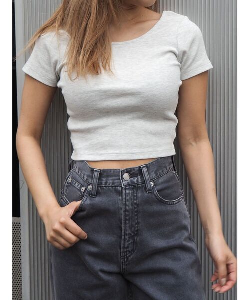 EVRIS(エヴリス)の「バックオープンリブショートTシャツ(Tシャツ/カットソー・レディース・ブラック/グレー/ピンク/ホワイト・FREE)」の22枚目の写真