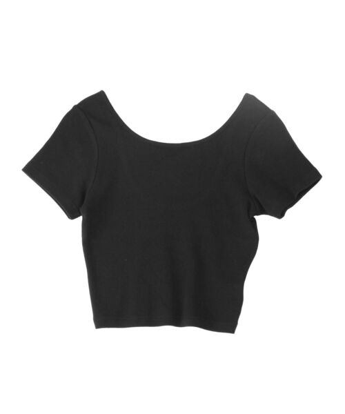 EVRIS(エヴリス)の「バックオープンリブショートTシャツ(Tシャツ/カットソー・レディース・ブラック/グレー/ピンク/ホワイト・FREE)」の5枚目の写真