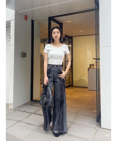 EVRIS(エヴリス)の「バックオープンリブショートTシャツ(Tシャツ/カットソー・レディース・ブラック/グレー/ピンク/ホワイト・FREE)」の16枚目の写真