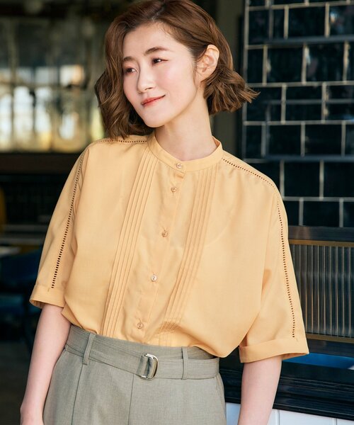 grove（グローブ）の「◆【イージーケア・UVカット・接触冷感】ピンタックドルマンシャツブラウス（シャツ/ブラウス・レディース・オフホワイト/ブラック/イエロー/ナチュラル/ホワイト系5・01/02/03/04/05）」の5枚目の写真