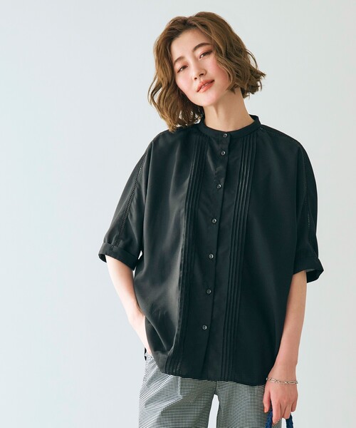 grove（グローブ）の「◆【イージーケア・UVカット・接触冷感】ピンタックドルマンシャツブラウス（シャツ/ブラウス・レディース・オフホワイト/ブラック/イエロー/ナチュラル/ホワイト系5・01/02/03/04/05）」の3枚目の写真