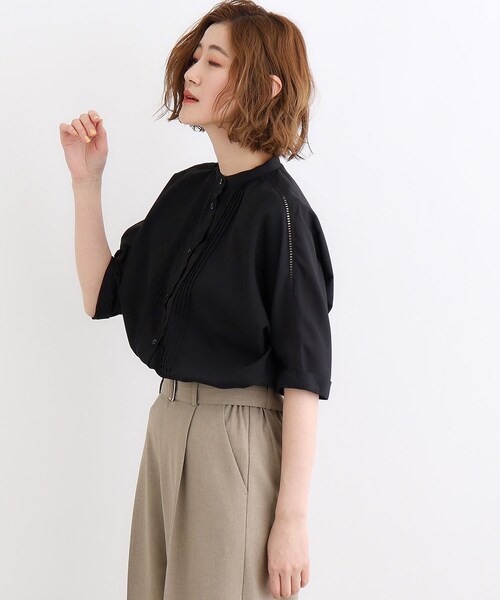 grove（グローブ）の「◆【イージーケア・UVカット・接触冷感】ピンタックドルマンシャツブラウス（シャツ/ブラウス・レディース・オフホワイト/ブラック/イエロー/ナチュラル/ホワイト系5・01/02/03/04/05）」の6枚目の写真