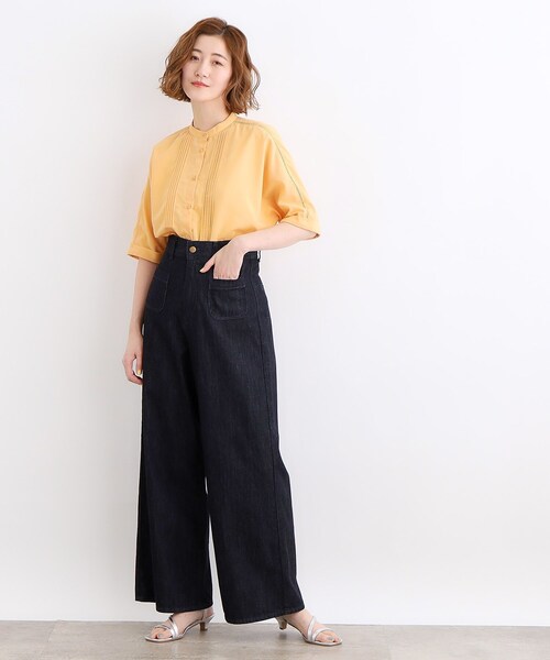 grove（グローブ）の「◆【イージーケア・UVカット・接触冷感】ピンタックドルマンシャツブラウス（シャツ/ブラウス・レディース・オフホワイト/ブラック/イエロー/ナチュラル/ホワイト系5・01/02/03/04/05）」の9枚目の写真