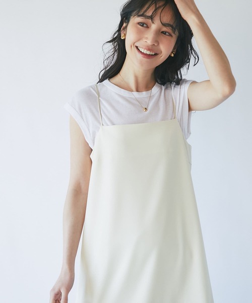 La boutique BonBon(ラブティックボンボン)の「異素材ティアードキャミワンピース(ワンピース・レディース・ブラック/オフホワイト・38/36)」の3枚目の写真