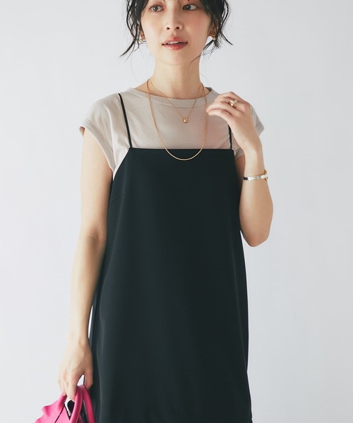 La boutique BonBon(ラブティックボンボン)の「異素材ティアードキャミワンピース(ワンピース・レディース・ブラック/オフホワイト・38/36)」の10枚目の写真