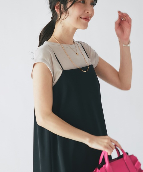 La boutique BonBon(ラブティックボンボン)の「異素材ティアードキャミワンピース(ワンピース・レディース・ブラック/オフホワイト・38/36)」の11枚目の写真