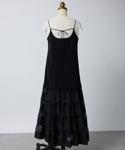 La boutique BonBon(ラブティックボンボン)の「異素材ティアードキャミワンピース(ワンピース・レディース・ブラック/オフホワイト・38/36)」の19枚目の写真