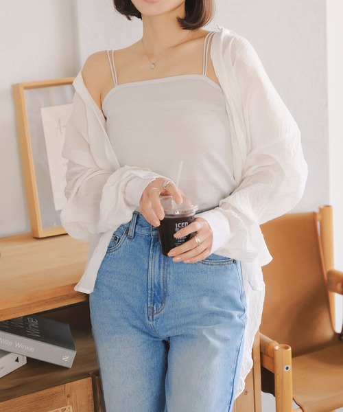 KOBE LETTUCE(コウベレタス)の「ダブルストラップラメキャミソール(キャミソール・レディース・ピンクベージュ/ブラック/ブルー/ライトグレー・M)」の8枚目の写真