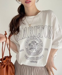 白抜き カレッジロゴ 刺繍 ビッグTシャツ