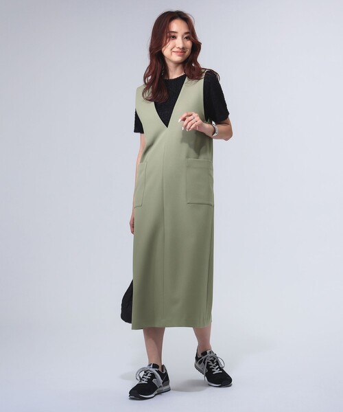 B:MING by BEAMS（ビーミングバイビームス）の「深Vネック ジャンパースカート（S～M)（ジャンパースカート・レディース・ブラック/ブラウン系その他3・SMALL/MEDIUM）」の6枚目の写真