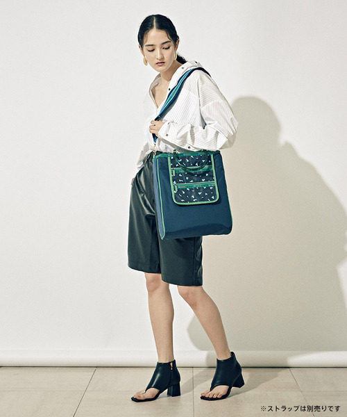 LG 2 ZIP POCKET TOTE ネイビーハートレオパード 【公式通販】