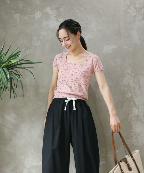 aimoha（アイモハ）の「【Aimoha】花柄半袖トップス (SS)（Tシャツ/カットソー・レディース・ホワイト/ピンク/イエロー/ブルー/ブラック・FREE）」の9枚目の写真