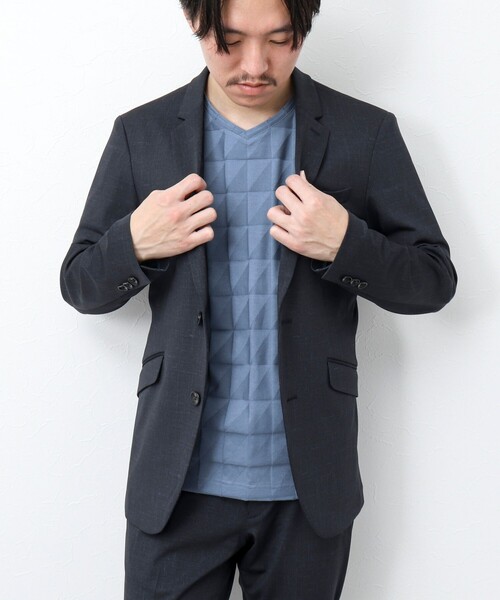 NOLLEY’S（ノーリーズ）の「幾何学リンクスVネックTシャツ（Tシャツ/カットソー・メンズ・ホワイト/グレイッシュブルー/チャコールグレー・S/L/XL/M）」の17枚目の写真