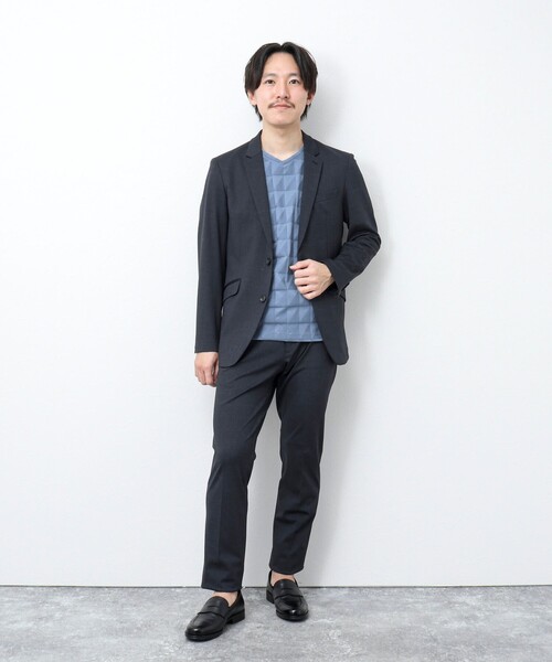 NOLLEY’S（ノーリーズ）の「幾何学リンクスVネックTシャツ（Tシャツ/カットソー・メンズ・ホワイト/グレイッシュブルー/チャコールグレー・S/L/XL/M）」の13枚目の写真