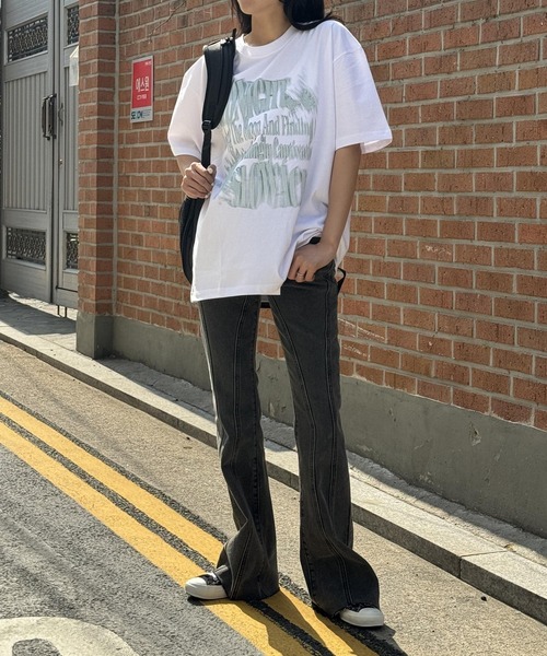 Tシャツ・カットソー [SLOW ACID] WS DANCING RABBIT CROP LONG SLEEVE (BLACK) Gymshark Geo Seamless Long Sleeve T-Shirt - Black/Charcoal