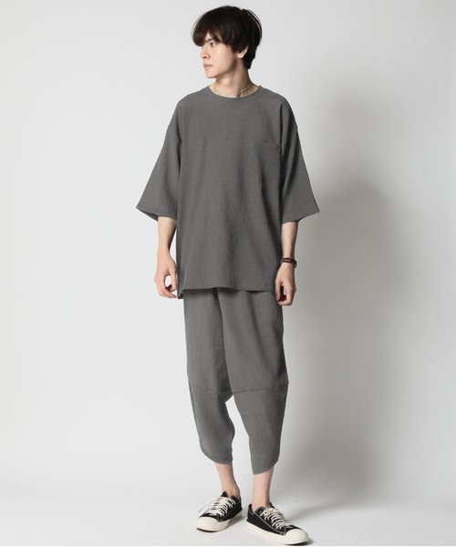 サルエルパンツ ダークブルー/上下セット 楽天市場】セットアップ 綿麻 リネン 上下セット メンズ 7分袖 T