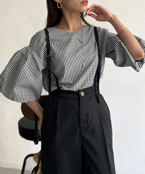 Chez toi(シェトワ)の「袖バルーンブラウス(シャツ/ブラウス・レディース・ライム/ブラック/ブルー/ブラック系その他・FREE)」の3枚目の写真