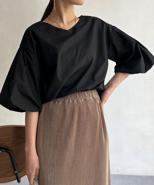 Chez toi(シェトワ)の「袖バルーンブラウス(シャツ/ブラウス・レディース・ライム/ブラック/ブルー/ブラック系その他・FREE)」の7枚目の写真