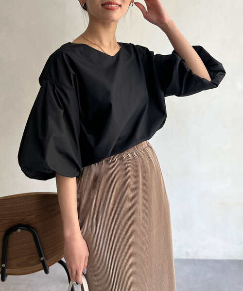 Chez toi(シェトワ)の「袖バルーンブラウス(シャツ/ブラウス・レディース・ライム/ブラック/ブルー/ブラック系その他・FREE)」の8枚目の写真