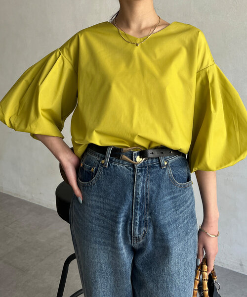 Chez toi(シェトワ)の「袖バルーンブラウス(シャツ/ブラウス・レディース・ライム/ブラック/ブルー/ブラック系その他・FREE)」の14枚目の写真